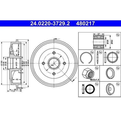 Fékdob - ATE (24.0220-3729.2)