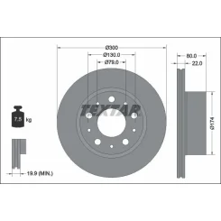 Féktárcsa Fiat T. Ducato 2,2 D 21- - TEXTAR (92345003)