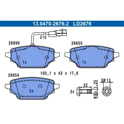 Fékbetétkészlet, Tárcsafék Db T. Citan/W420 1,3/1,5 Dci 22- Ceramic - ATE (13.0470-2676.2)