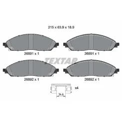 Fékbetétkészlet, Tárcsafék Jeep P. Grand Cherokee 2,0 4Xe Plug-In-Hybrid 21- - TEXTAR (2689101)