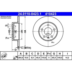 Féktárcsa Opel T. Zafira 1,6 06-15 - ATE (24.0110-0423.1)