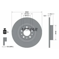 Féktárcsa Jeep T. Compass/Renegade 1,3 4X4 20- - TEXTAR (92351003)