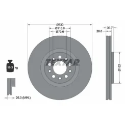 Féktárcsa Jeep P. Compass/Renegade 1,3 4X4 20- - TEXTAR (92351103)