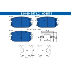 Fékbetétkészlet, Tárcsafék Hyundai P. Tucson 1,6 Crdi/T-Gdi 22- - ATE (13.0460-5571.2)