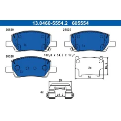 Fékbetétkészlet, Tárcsafék Hyundai P. I10 1,0 T-Gdi 20- - ATE (13.0460-5554.2)