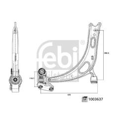 Lengőkar, Kerékfelfüggesztés Vw P. Atlas (Ca),Atlas 4Motion (Ca),Atlas Cross Sport (Cm),Atlas Cross Sport 4Motion (Cm),Teramont 4Motion (Ca) 16- Bal - FEBI BILSTEIN (FE1003637)