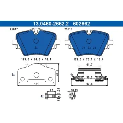 Fékbetétkészlet, Tárcsafék Bmw P. 2/X1/X2 1,5-2,0 21- - ATE (13.0460-2662.2)