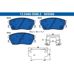 Fékbetétkészlet, Tárcsafék Kia P. Soul 1,6/E 19- - ATE (13.0460-5566.2)