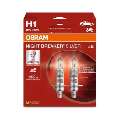 Izzó Night Breaker Silver H1 12V/55W P14,5S +100% 2Szt. (Eko) - ams-OSRAM (OSR64150NBS-2HB)