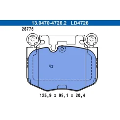 Fékbetétkészlet, Tárcsafék Bmw P. 2/3/4/X3/X4/X5/X6 2,0-3,0 19- Ceramic - ATE (13.0470-4726.2)
