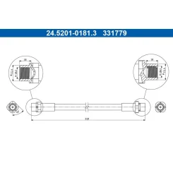 Fékcső Bmw T. 1/3/X1 04-15 Bal/Jobb - ATE (24.5201-0181.3)
