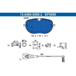Fékbetétkészlet, Tárcsafék Vw P. Id.3 19- - ATE (13.0480-5550.2)