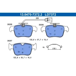 Fékbetétkészlet, Tárcsafék Audi T. A3 1,0-2,0 Quattro 19- Ceramic - ATE (13.0470-7372.2)