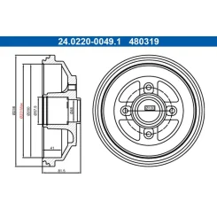 Fékdob Opel T. Agila 1,0-1,2/1,3 Cdti 08-14 Csapágy Nélkül - ATE (24.0220-0049.1)