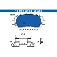 Fékbetétkészlet, Tárcsafék Jeep P. Cherokee 2,0-2,2 Crd/2,4-3,2 4X4 13- - ATE (13.0460-5563.2)