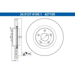 Féktárcsa Ford P. Focus/Kuga 1,0-2,5 18- - ATE (24.0127-0105.1)