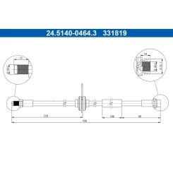 Fékcső Ford T. Kuga 1,5-2,5 13-19 Bal/Jobb - ATE (24.5140-0464.3)