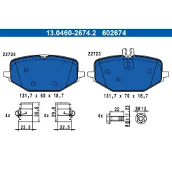 Fékbetétkészlet, Tárcsafék Db T. C167/V167/X167 2,0-3,0 4-Matic 18- - ATE (13.0460-2674.2)