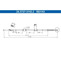 Huzal, Rögzítőfék Hyundai T. I10 1,0-1,2 08-13 Jobb - ATE (24.3727-3143.2)