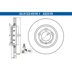 Féktárcsa Vw T. Polo 1,0-2,0 11-17 - ATE (24.0122-0319.1)