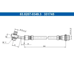 Fékcső Ford T. Kuga 1,5-2,5 19- Bal/Jobb - ATE (83.8207-0349.3)