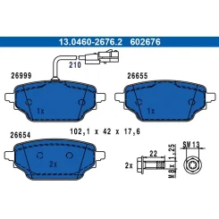 Fékbetétkészlet, Tárcsafék Db T. Citan/W420 1,3/1,5 Dci 22- - ATE (13.0460-2676.2)