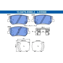 Fékbetétkészlet, Tárcsafék Hyundai P. Santa Fe 2,0-2,2 Crdi/2,4 Gdi 18-20 Ceramic - ATE (13.0470-5568.2)