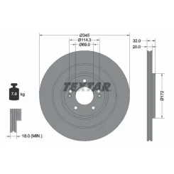 Féktárcsa Kia T. Ev6/Ev9 21- - TEXTAR (92349403)