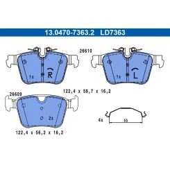 Fékbetétkészlet, Tárcsafék Volvo T. C40/S60/S90/V60/V90/Xc40/Xc60/Xc90 2,0 14- Ceramic - ATE (13.0470-7363.2)