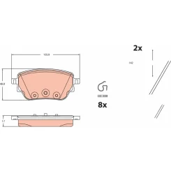Fékbetétkészlet, Tárcsafék Db T. C118/X118/H247/X247/W177/W247 1,3-2,0 18- - TRW (GDB2553)