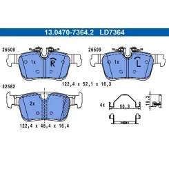 Fékbetétkészlet, Tárcsafék Volvo T. S60/S90/V60/V90/Xc60 2,0 16- Ceramic - ATE (13.0470-7364.2)