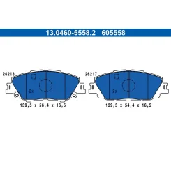 Fékbetétkészlet, Tárcsafék Toyota P. Prius/Yaris 1,5-1,8 19- - ATE (13.0460-5558.2)