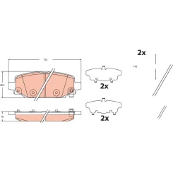 Fékbetétkészlet, Tárcsafék Jeep T. Wrangler 2,0 T-Gdi/2,2 D 17-19 - TRW (GDB2461)