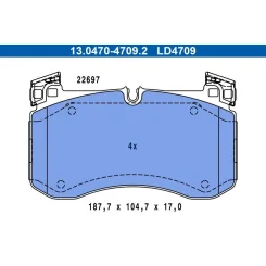 Fékbetétkészlet, Tárcsafék Db P. Gle/Gls V167/C167/X167 2,0-4,0 18- Ceramic - ATE (13.0470-4709.2)