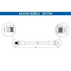 Fékcső Db T. W123/W124/W126/W140/W202 76-00 Bal/Jobb - ATE (24.5101-0280.3)