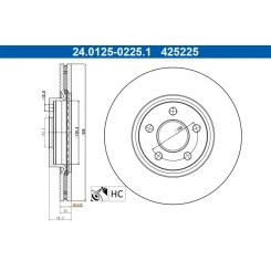 Féktárcsa Ford P. Tourneo/Transit 1,0-1,6 18- - ATE (24.0125-0225.1)