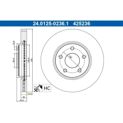 Féktárcsa Ford P. Puma 1,0-1,5 19- - ATE (24.0125-0236.1)