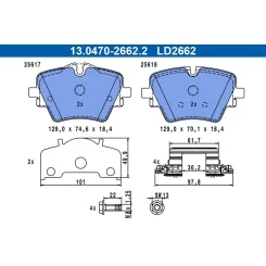 Fékbetétkészlet, Tárcsafék Bmw P. 2/X1/X2 1,5-2,0 21- Ceramic - ATE (13.0470-2662.2)
