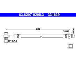 Fékcső Vw T. Amarok 2,0-3,0 Tdi 10-22 Bal/Jobb - ATE (83.8207-0208.3)