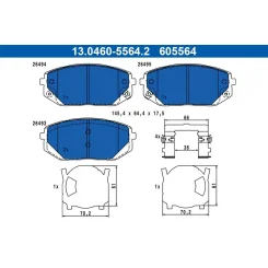 Fékbetétkészlet, Tárcsafék Hyundai P. Tucson 1,6 T-Gdi/Crdi 20- - ATE (13.0460-5564.2)