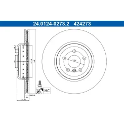 Féktárcsa Bmw T. 3/5/6/7/8/X3/X4/Z4 2,0-4,4 15- - ATE (24.0124-0273.2)