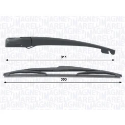 Törlőkarkészlet, Szélvédő Tisztítás 350Mm Citroen C4 Picasso 10.06-12.13 Hátsó - MAGNETI MARELLI (WRQ0442)