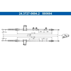 Huzal, Rögzítőfék Ford T. B-Max/Fiesta 1,0-1,6 08- Bal/Jobb Készlet - ATE (24.3727-0694.2)