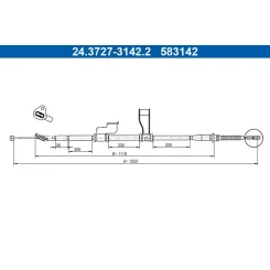 Huzal, Rögzítőfék Hyundai T. I10 1,0-1,2 08-13 Bal - ATE (24.3727-3142.2)