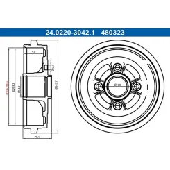 Fékdob Nissan T. Micra/Note 1,2/1,5 Dci 10-16 Csapágy Nélkül - ATE (24.0220-3042.1)