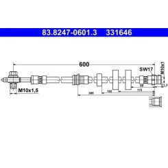 Fékcső Audi P. Q4 E-Tron 21- Bal/Jobb - ATE (83.8247-0601.3)