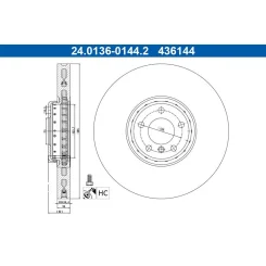 Féktárcsa Bmw P. X5/X6 10- Jobb - ATE (24.0136-0144.2)