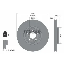 Féktárcsa Db P. C118/X118/H243/H247/X247/W177/W247 1,3-2,0 18- - TEXTAR (92323305)