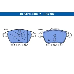 Fékbetétkészlet, Tárcsafék Peugeot P. 2008/208 1,2/1,5-1,6 Bluehdi 19- Ceramic - ATE (13.0470-7367.2)