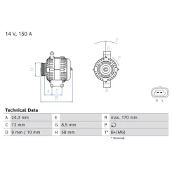 Generátor Felújított Toyota Rav4 Rav4 2.2 D-4D, Rav4 2.2 D-4D 4X4, Rav4 2.2 D-Cat 4X4 - BOSCH (0986085110)